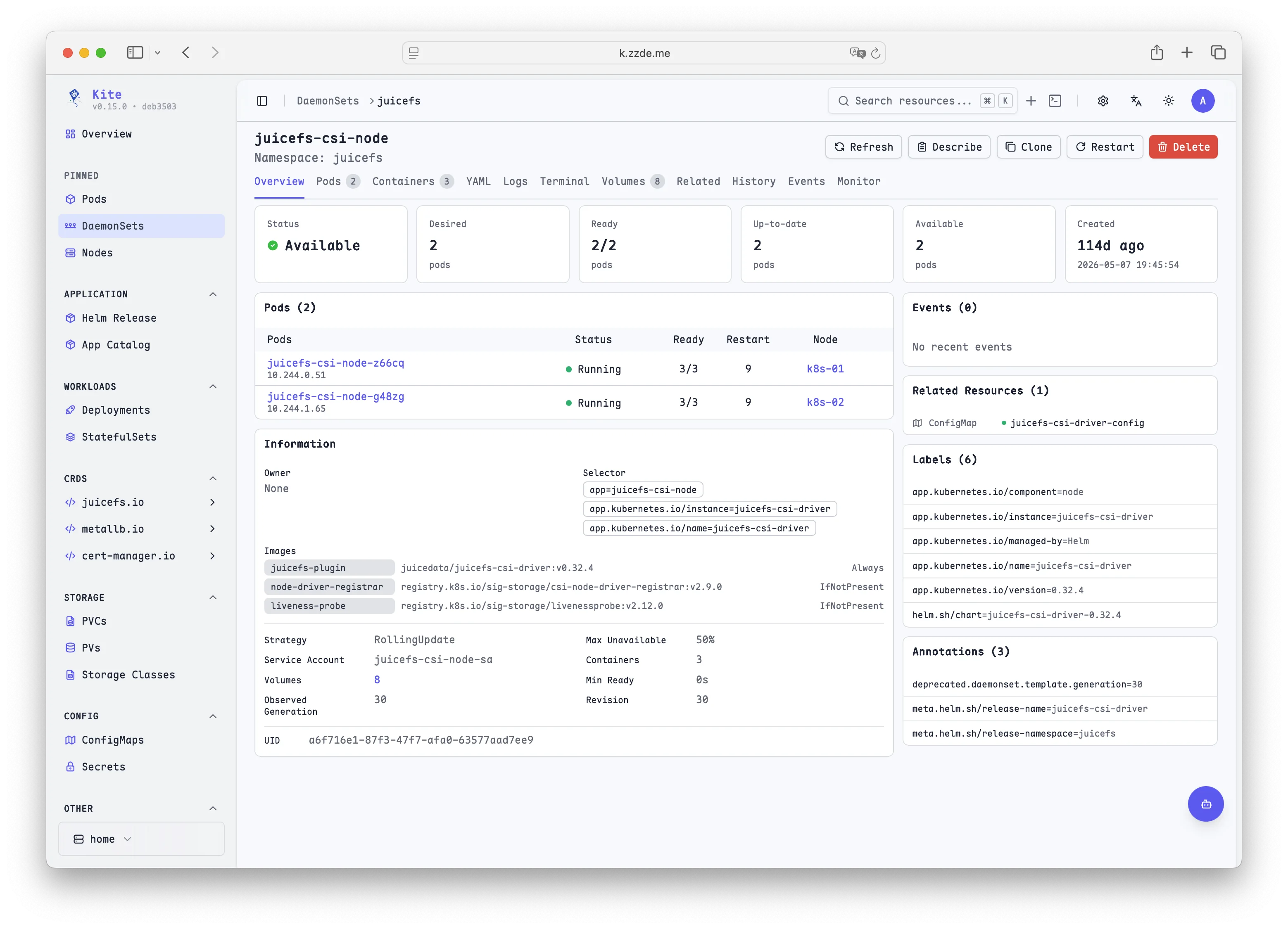 Kite Kubernetes 资源详情页展示状态、Pod、事件、关联资源、标签和配置